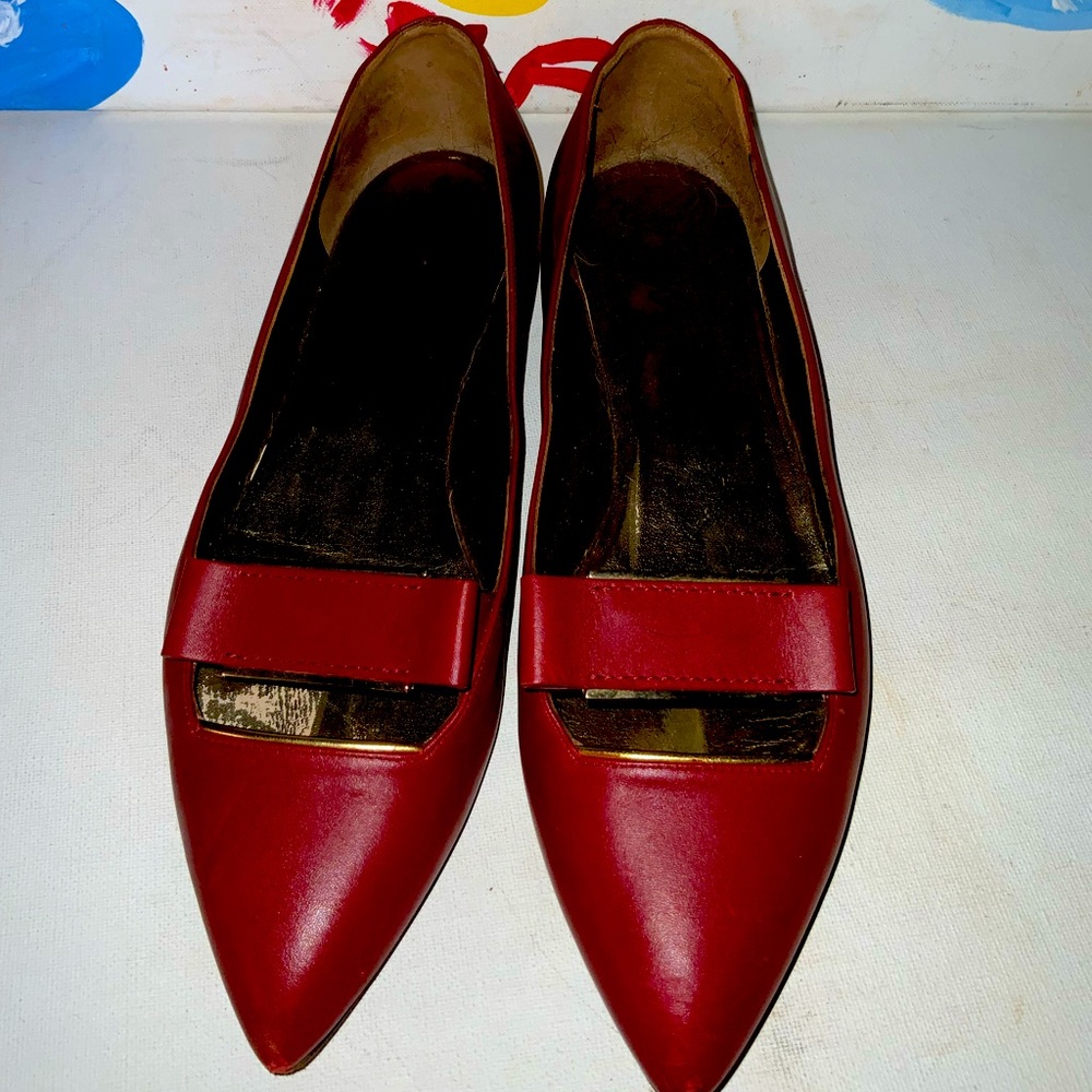 Lanvin Leather Pointed Flats Size 42